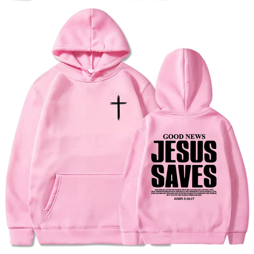 Jesus Saves John 3:16:17 Hoodies Christian Bible Verse Sweatshirts Men Women Clothes Winter Comfortable Pocket Pullovers Graphic