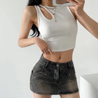 Skirts for Women Sexy Slim Solid Colour Pockets Spliced 2024 Summer Casual Femme High Waist Wrap Hip Mini Short Denim Skirt