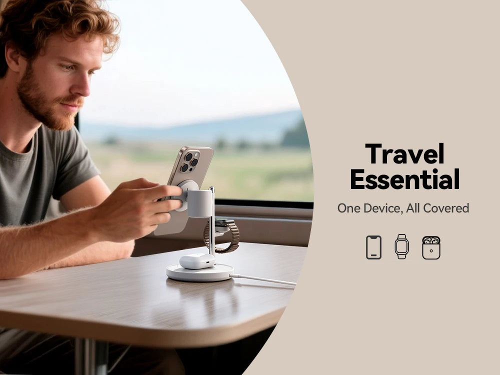 Wireless Charger Magnetic Charging Station For iPhone 16-12 Series For iWatch For AirPods 4/3/2/Pro 4-in-1 Qi2 Fast 15W