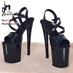 New Black Matte Stripper Shoes Woman Summer 2024 Designer Modern Sandals ultra-high heels 20cm Sexy Nightclubs Pole Dance Shoes