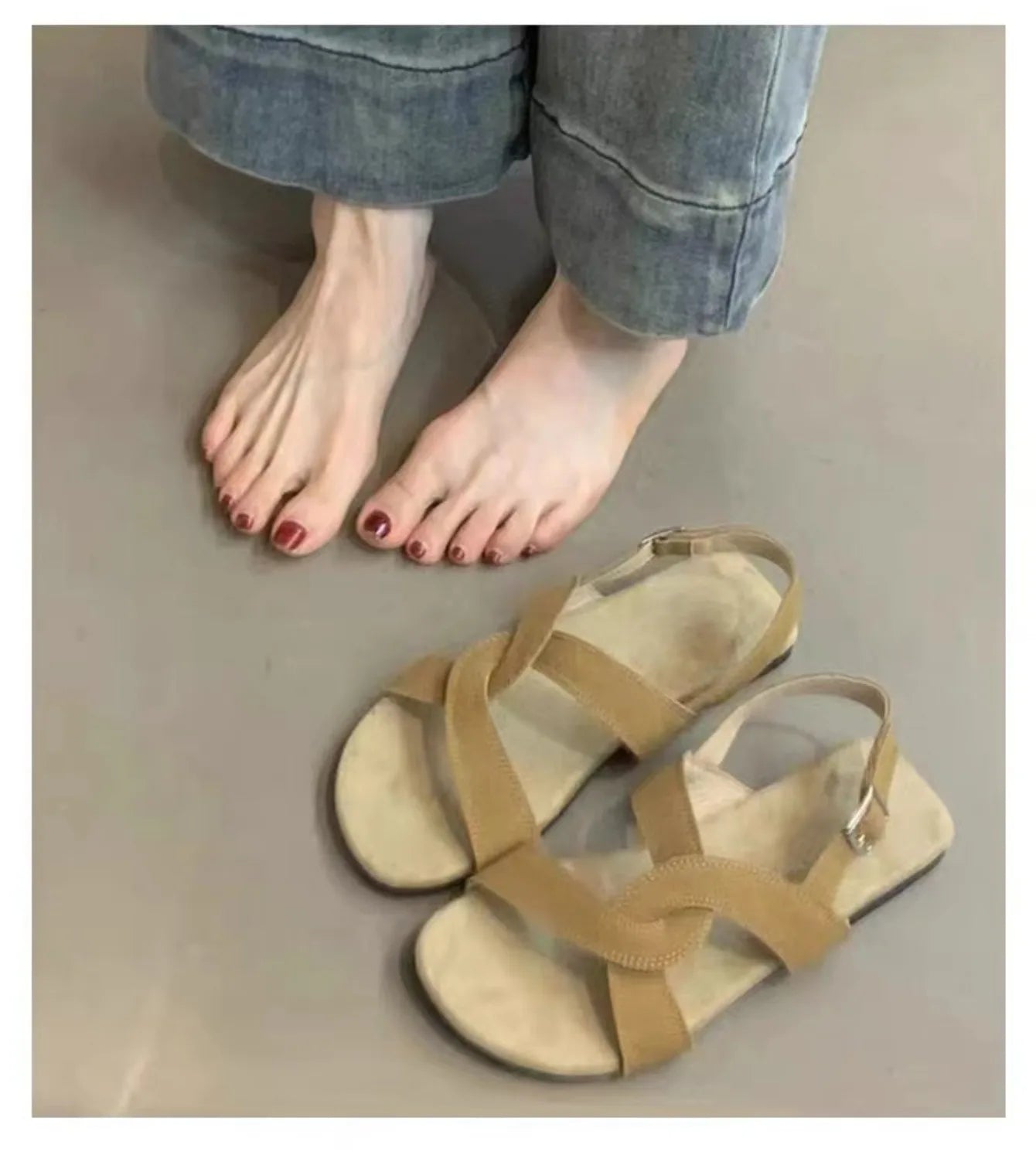 2025 New Summer Barefoot Leather Flat Sandals for Women Men Shoe with New MInimalist Soft Sole Light Weight Sandalias De Mujer