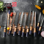 Kitchen Knives-Set Damascus Steel Chef Knife Cleaver Paring Utility Bread Knife Cooking Tool Blue Resin Handle 1-10 Pcs/Set