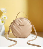 Chic Circle Crossbody Purse for Women - V-Quilted  Detachable Strap  Interior Pockets for Daily Use