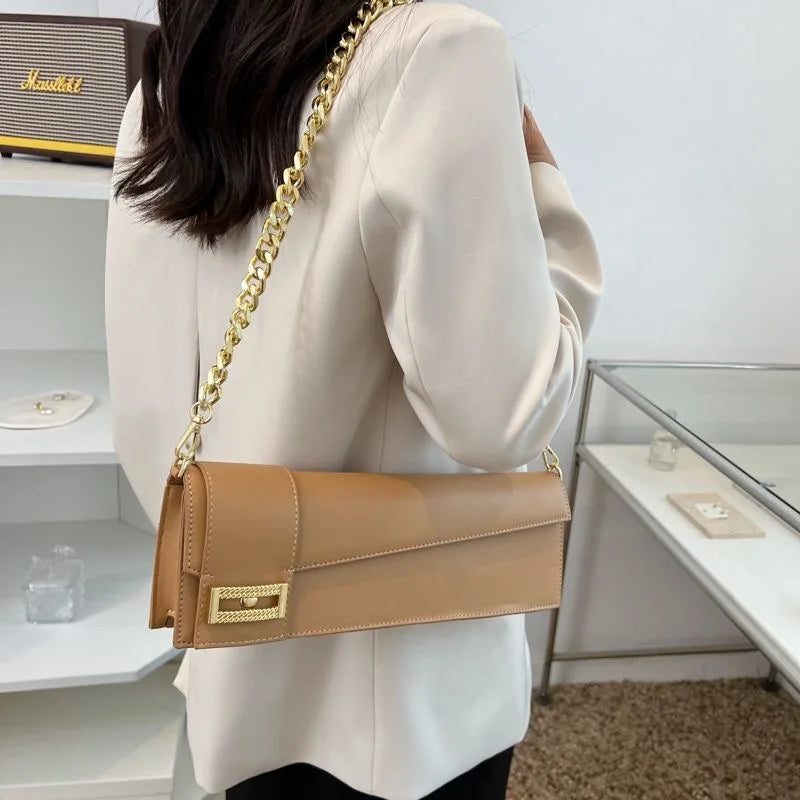 PU Leather Shoulder Bag for Women, Ladies' Purse, Rectangle, Solid, Female Handbag, High Quality, Klein Blue, Underarm, Fashion