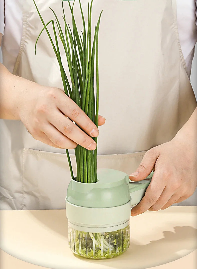 4In1 Electric Vegetable Cutter Set Handheld Wireless Electric Garlic Masher Food Chopper Meat Grinder Machine Food Peel Slice