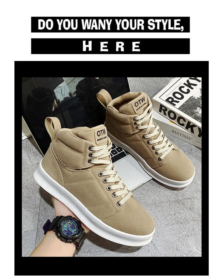 Brand High-Top Men Sneakers Microfiber Sneaker Man Platform Tennis Vulcanized Shoes Colorful Casual Original Men's Shoes 2023