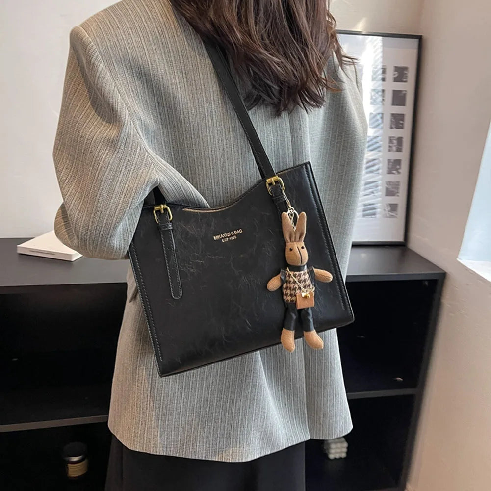 Women Vintage Shoulder Bag PU Leather Slouchy Tote Purse Large Capacity Fashion Shoulder Bag Ladies Travel Handbag