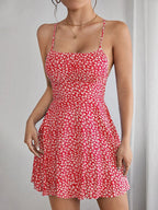 Womens Dresses Sexy Floral Backless Bandage Holiday Beach Dress Summer Fashion Red Short New In Dresses 2025