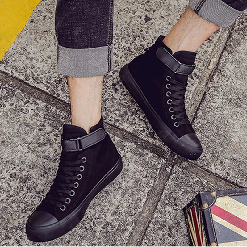 Men High Top Casual Shoes Fashion Breathable Canvas Shoes for Men Comfortable Lace-up Walking Shoes Non-slip Women Sneakers New