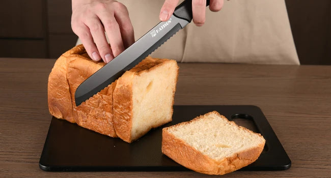 16 Pieces Carbon Steel Kitchen Knife Block Set with Cutting Board, Inner Sharpener, and 6 Steak Knives, Dishwasher Safe