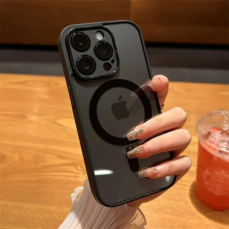 Luxury Magsafe Wireless Charge Clear Phone Case For iPhone 11 12 13 14 15 16 Pro Max Plus Magnetic Bumper Transparent Cover