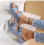 Women Shoes Sandals Summer Platform Women's Shoes Slip On Sandals For Women Wedge Walking Shoes Casual Female Slipper Footwear