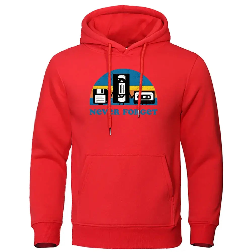 Never Forget The Old Radio Men Clothes Comics Hoodie Long Sleeves Vintage Crewneck New Hoodies Autumn Fleece Loose Hoody Mens
