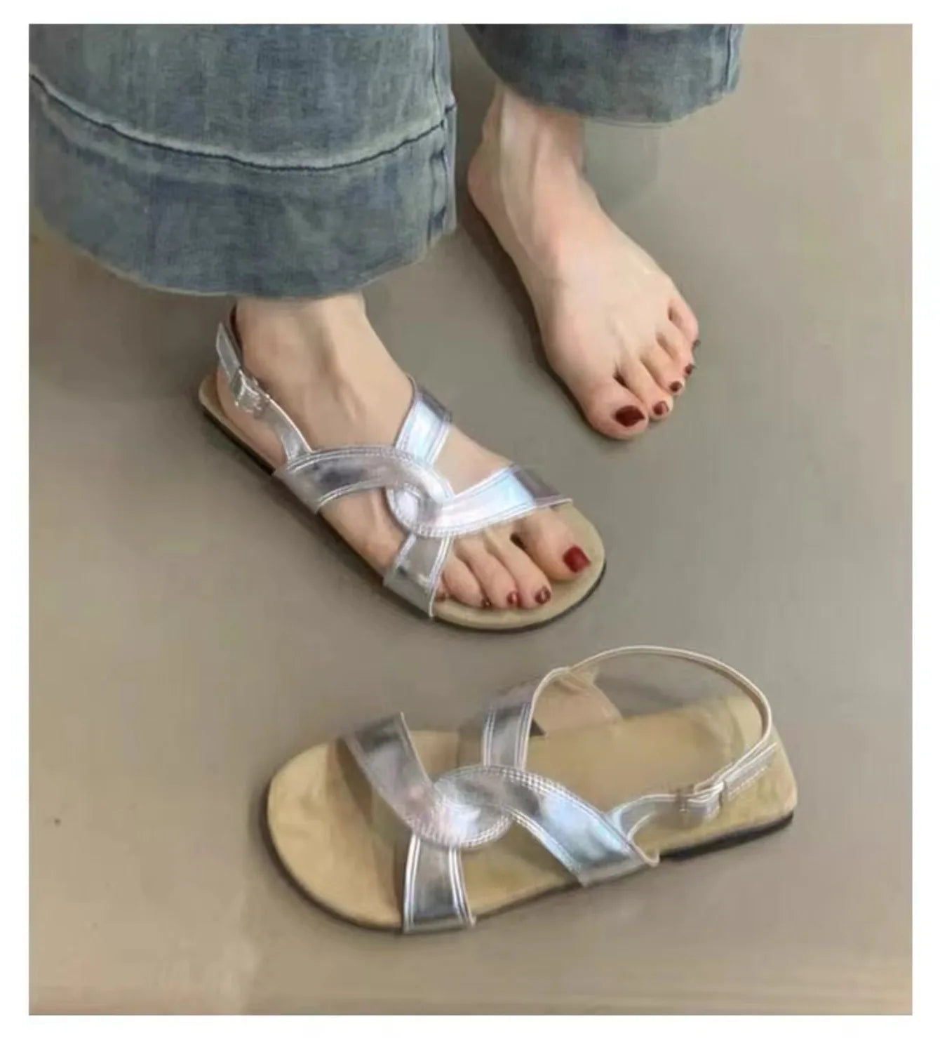 2025 New Summer Barefoot Leather Flat Sandals for Women Men Shoe with New MInimalist Soft Sole Light Weight Sandalias De Mujer