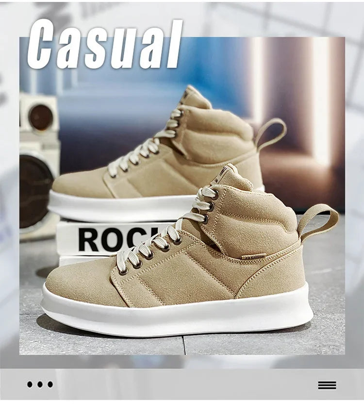 Brand High-Top Men Sneakers Microfiber Sneaker Man Platform Tennis Vulcanized Shoes Colorful Casual Original Men's Shoes 2023