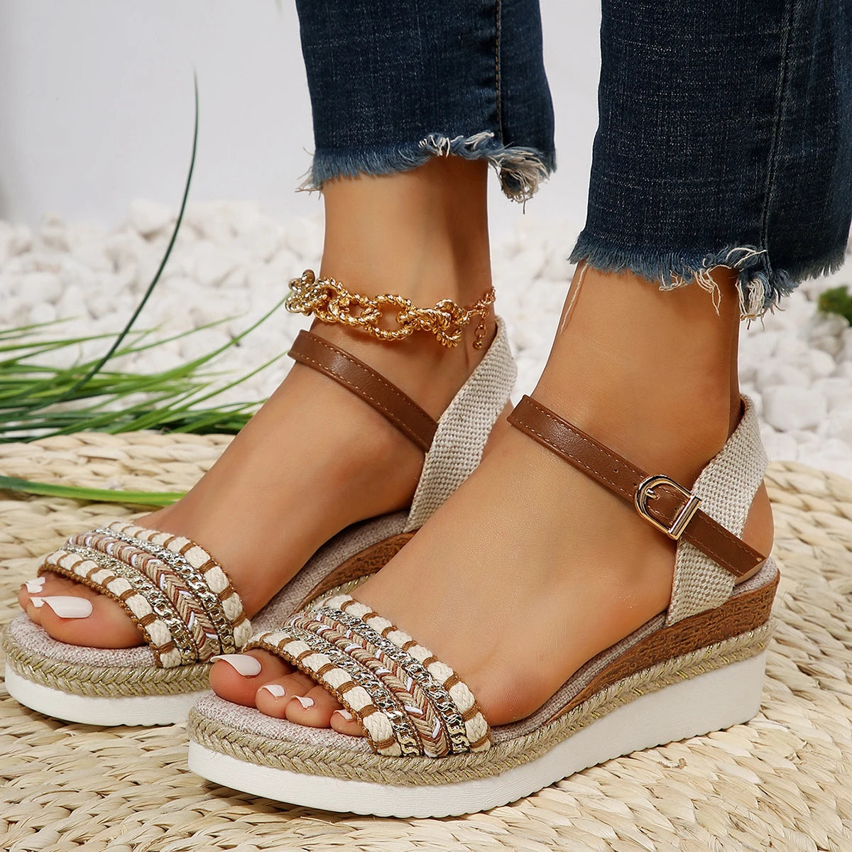 Women Sandals Summer Casual Luxury Flat Sandals Platform Shoes for Women 2025 New Designer Fashion Sandals Sandalias De Mujer