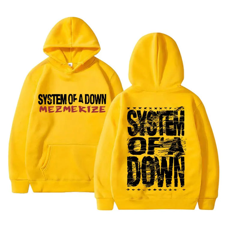 Men's Gothic Hoodies 90s Vintage Rock Band System Of A Down Mezmerize Print Hoodie Men Women Alternative Metal Music Sweatshirt