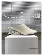 Square Toe Elegant Women Slippers Fad Mid Heels Leather Sandals Mule Shoes Trend Spring Designer Dress Femme Chaussures