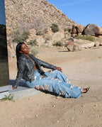 Jeans Women Long Pants Elegant Splice Denim Pant Slim Fit Sexy Hole High Waist Button Pocket Straight Trousers Summer 2024