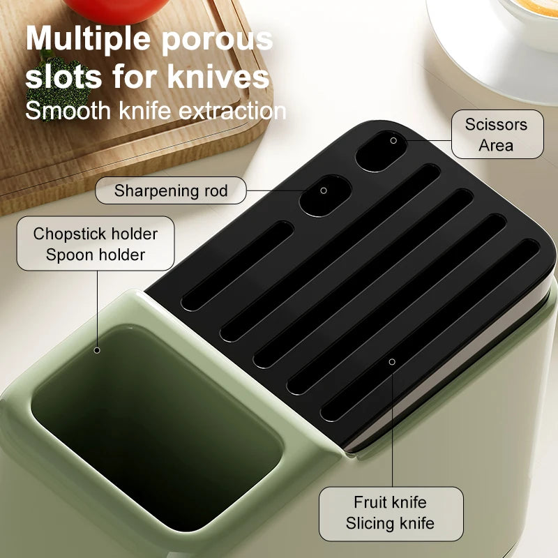 UFORU Multi-function knife rack kitchen knives tableware drain storage household trapezoidal integrated plastic storage rack