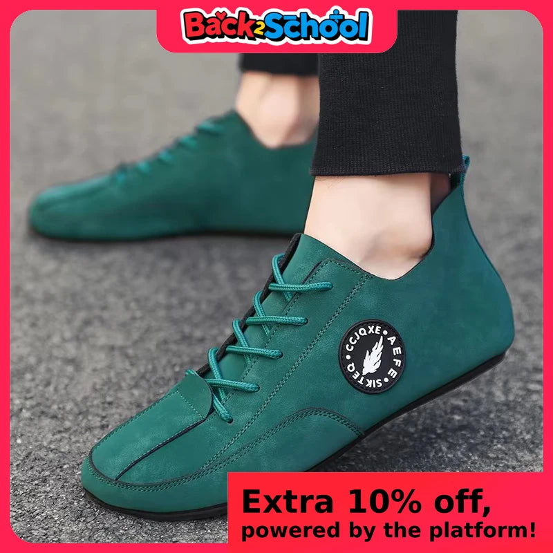 MAEDEF Men's Loafers Lightweight Driving Casual Thin Bottom Flats Shoes Soft Sole Comfortable Non Slip Lace-up Walking Shoes Men