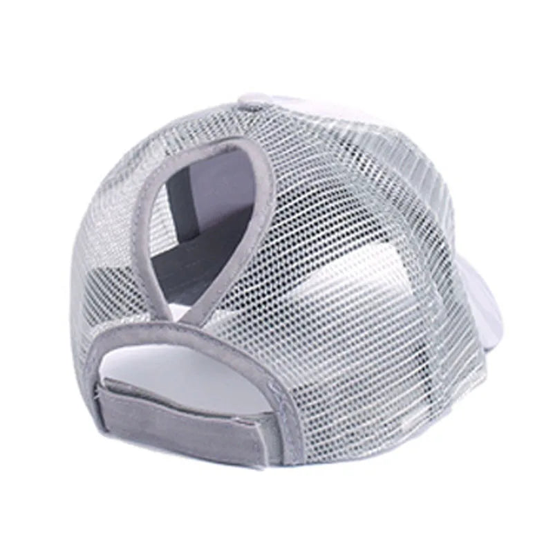 Summer Camouflage Mesh Trucker Hat Snapback Cap Chapeau Femme Fashion Messy Hair Bun Ponytail Baseball Caps for Women