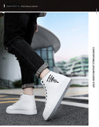 Men High Top Sneakers Fashion Leather Casual Shoes for Men Comfortable Non-slip Vulcanized Shoes Designer Outdoor Men Tenis Shoe