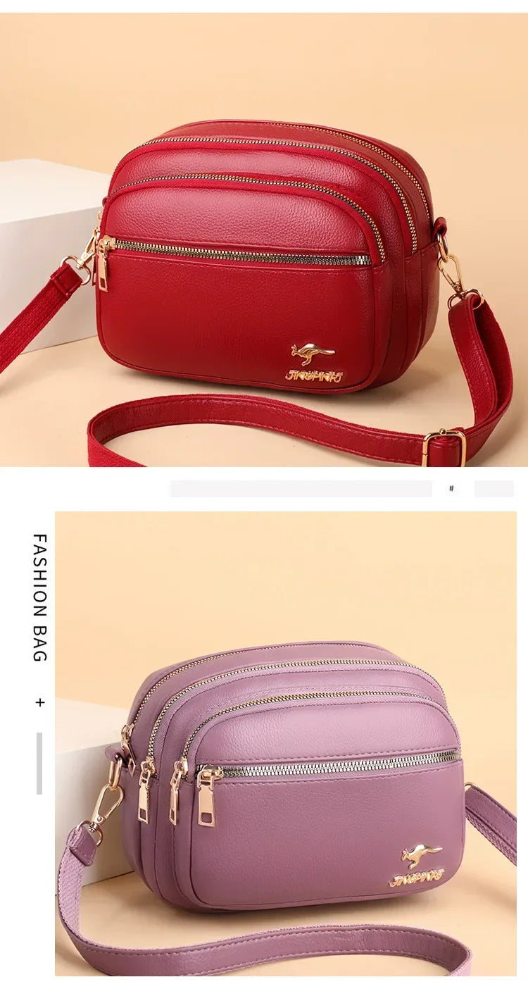 Luxury Ladies Handbag Sac High Quality Soft Leather Purse Fashion Women Shoulder Messenger Bag Multi-pocket Wear-resistant Bag