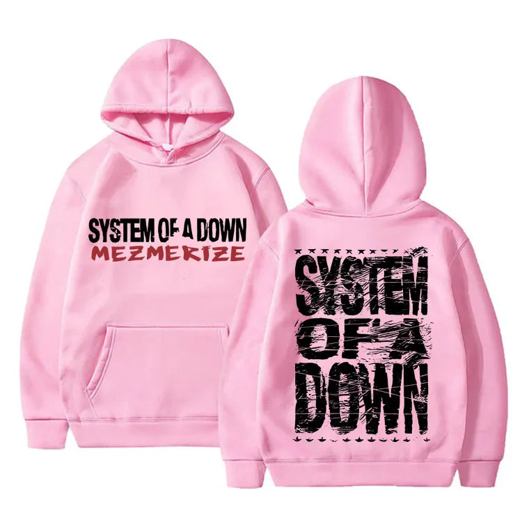 Men's Gothic Hoodies 90s Vintage Rock Band System Of A Down Mezmerize Print Hoodie Men Women Alternative Metal Music Sweatshirt