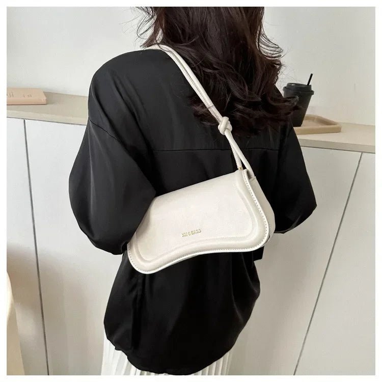 Ladies Shoulder Crossbody Bags  Women Underarm Bags Solid Color Small Top-handle Bags Purse Female Daily Handbags PU Leather