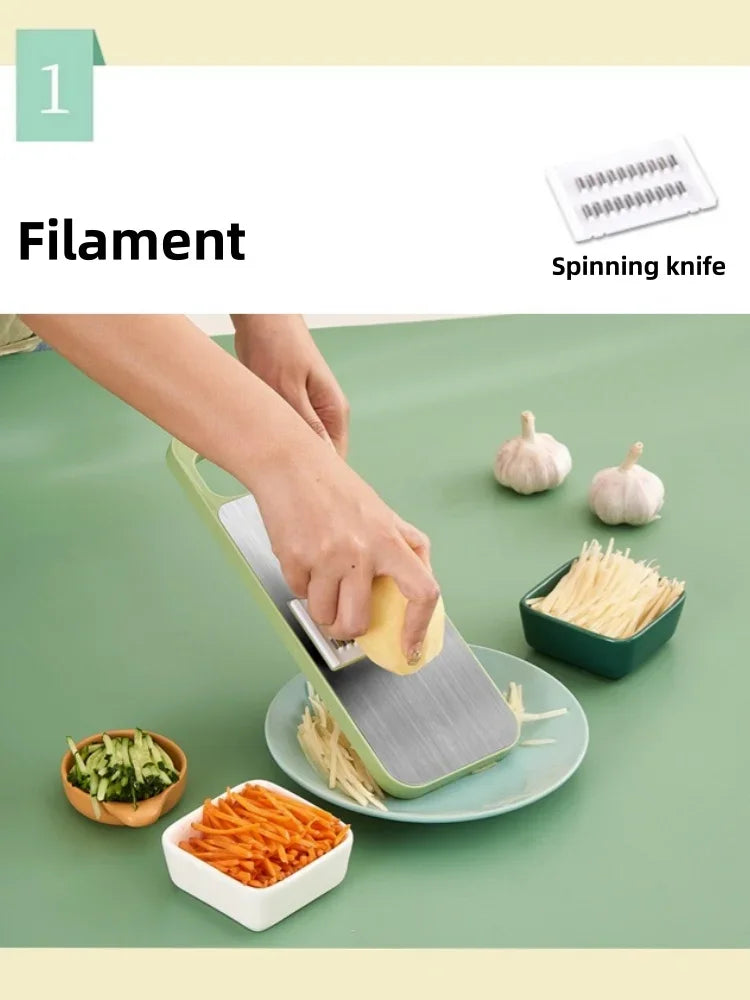 Kitchen 5 in 1 Stainless Steel Multifunctional Safe Manual Vegetable Slicer Cutter Potato Shredders Garlic Carrot Grater Chopper