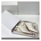 Square Toe Elegant Women Slippers Fad Mid Heels Leather Sandals Mule Shoes Trend Spring Designer Dress Femme Chaussures