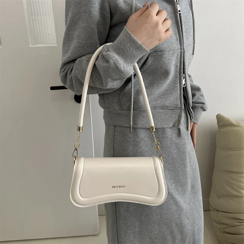 Ladies Shoulder Crossbody Bags PU Leather Women Underarm Bags Solid Color Small Top-handle Bags Purse Female Daily Handbags