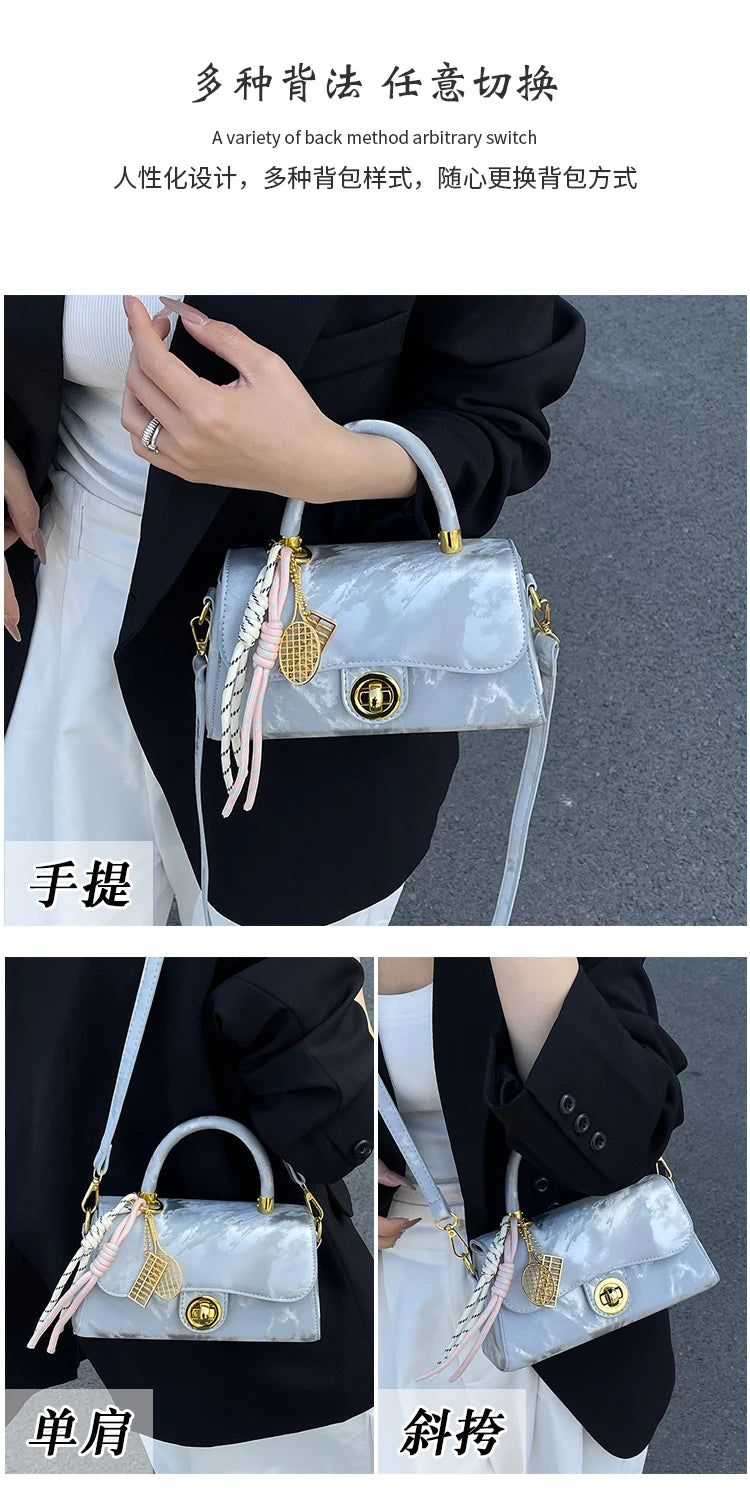 Classic Women's Leather Handbag, Crossbody Shoulder Tote Bag, Elegant Ladies Designer Purse