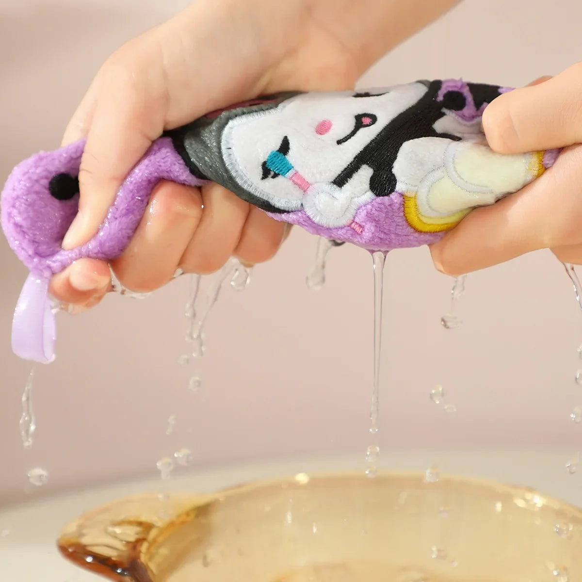 Hello Kitty Towel Kitchen Bathroom Kawaii Cinnamoroll Coral Velvet Hanging Kitchen Children's Absorbent Hand Towel Square Towel