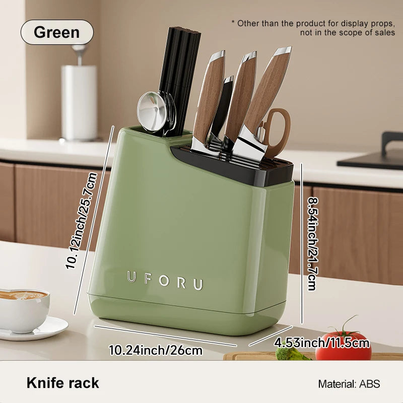 UFORU Multi-function knife rack kitchen knives tableware drain storage household trapezoidal integrated plastic storage rack