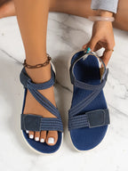 High Quality Brand Women's Sandals Hot Selling 2025 Summer New Elastic Band Fashionable Flat Casual Outdoor Sandals for Women
