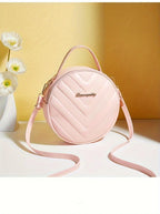 Chic Circle Crossbody Purse for Women - V-Quilted  Detachable Strap  Interior Pockets for Daily Use