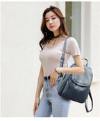 Ladies Bookbag Rucksack Women Large Capacity Backpack Purses High Quality PU Leather Female Vintage School Bags Travel Bagpack