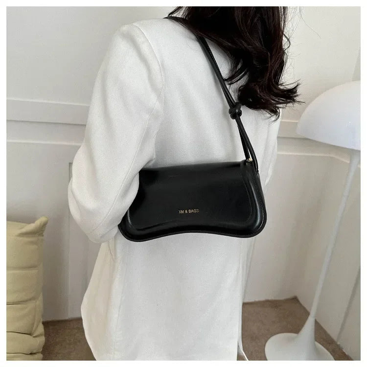 Ladies Shoulder Crossbody Bags  Women Underarm Bags Solid Color Small Top-handle Bags Purse Female Daily Handbags PU Leather