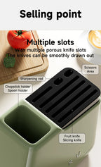 UFORU Multi-function knife rack kitchen knives tableware drain storage household trapezoidal integrated plastic storage rack