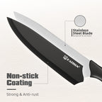 16 Pieces Carbon Steel Kitchen Knife Block Set with Cutting Board, Inner Sharpener, and 6 Steak Knives, Dishwasher Safe