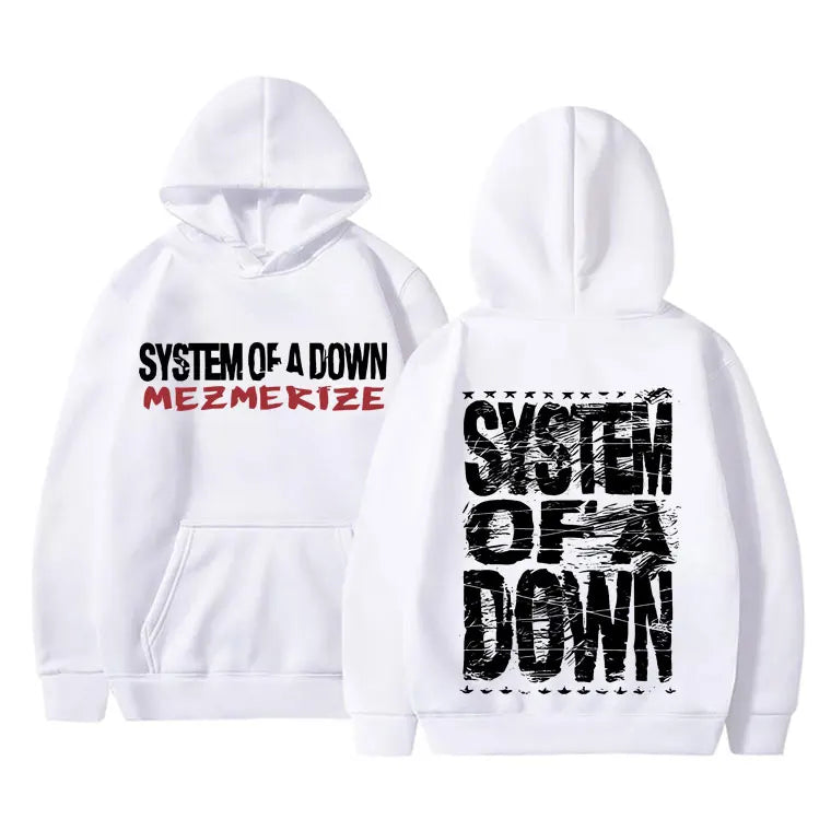 Men's Gothic Hoodies 90s Vintage Rock Band System Of A Down Mezmerize Print Hoodie Men Women Alternative Metal Music Sweatshirt