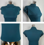 Female Streetwear Basics Versatile Tops Women Sexy Turtleneck Short Sleeve T-Shirts Solid Slim Fit Summer Causal Tees Shirts