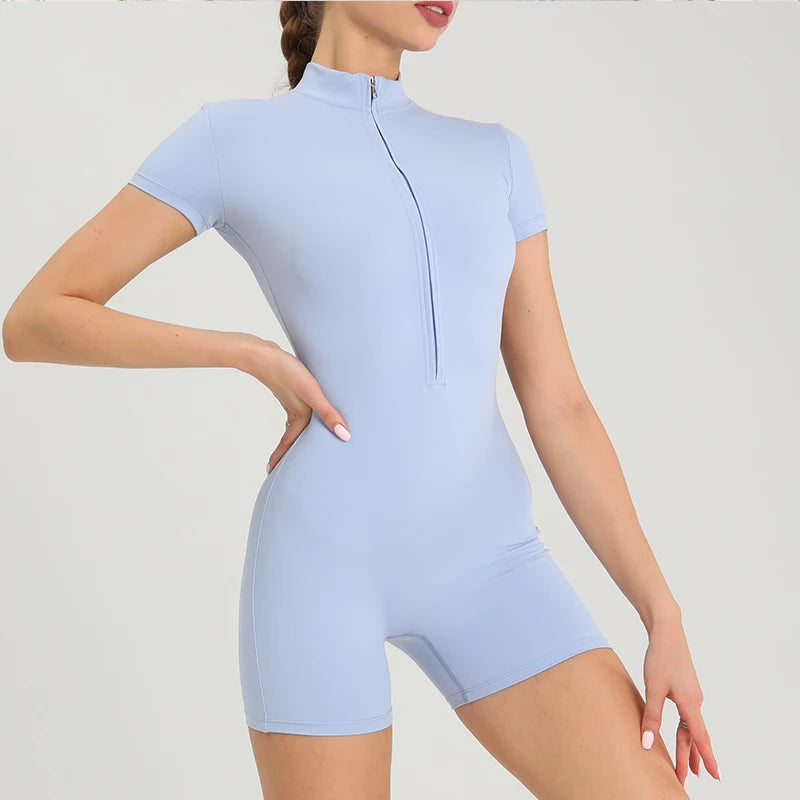 Women's Fitness Short Jumpsuits Long Sleeve Training Overalls One-Piece Sporty Suits Workout Romper Gym Clothing Woman Tracksuit