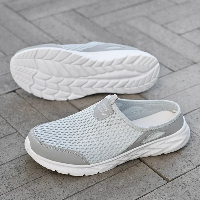 Men Half Slippers Summer Shoes Mens Sandals Breathable Mesh Outdoor Casual Walking Man Shoe Large Flat Lightweight Male Slippers