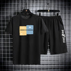 Trendy Suits for men  Men's Summer Shorts Set Gym Outfit Student Short Sleeve Tee 2 Piece Set Tracksuits Men Casual Men Clothing