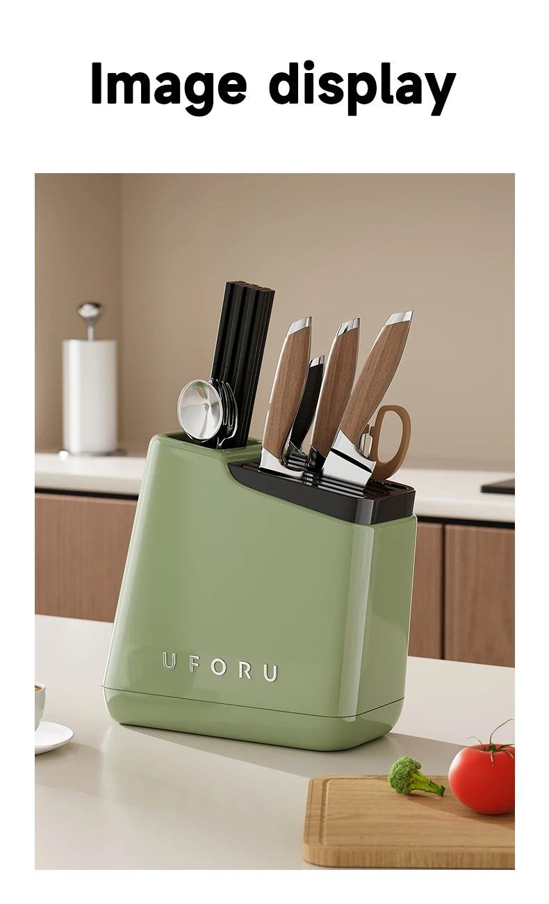 UFORU Multi-function knife rack kitchen knives tableware drain storage household trapezoidal integrated plastic storage rack