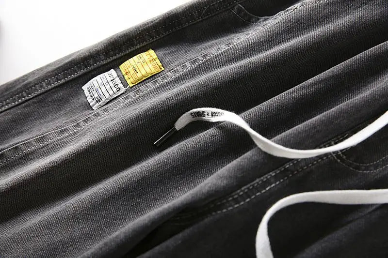 Jeans For Man Clothes Straight Baggy Wide Leg Casual Oversize Pants Vintage Korean Streetwear Tapered Embroidered Trousers