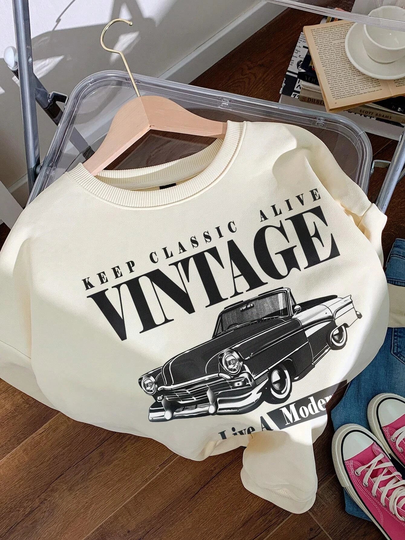 Keep Classic Alive And Car Printing Hoodies Women Autumn Casual Soft Hoodie Fashion Oversize Hoody Versatile Warm Fleece Hooded